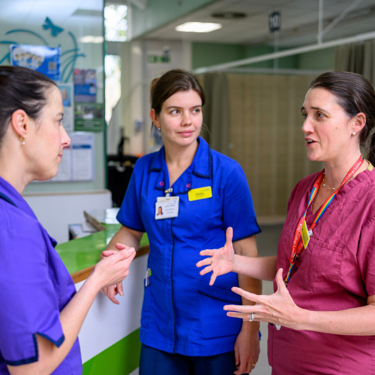 Healthcare professionals talking