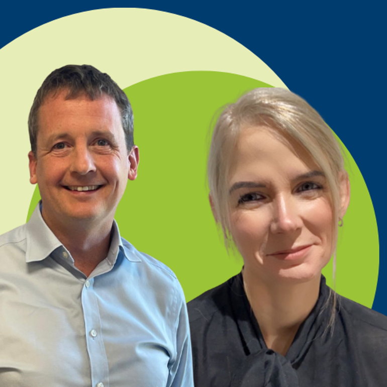 Photo of Claire Slinger and Sean Parker, the guests on today's podcast episode.