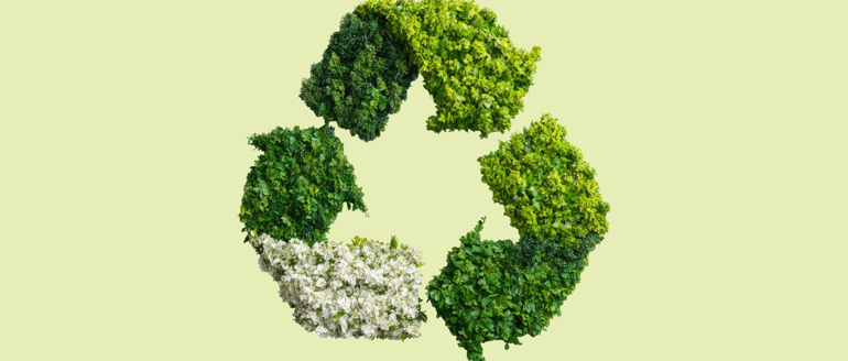 Recycling symbol with leaves